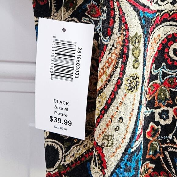 Vintage New NWT BonWorth Paisley Print Cardigan Size Medium Petite MP 3/4 Sleeve - Picture 8 of 13